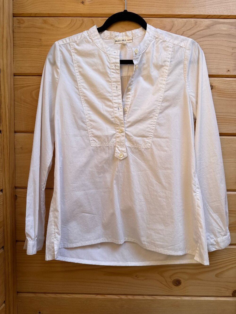 Alex Mill Tuxedo Bib Popover Shirt White Cotton Size S